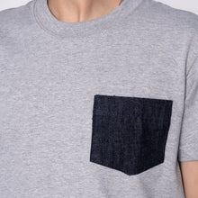 Load image into Gallery viewer, Naked & Famous - Pocket Tee Heather Grey Slub Nep Rinsed Denim