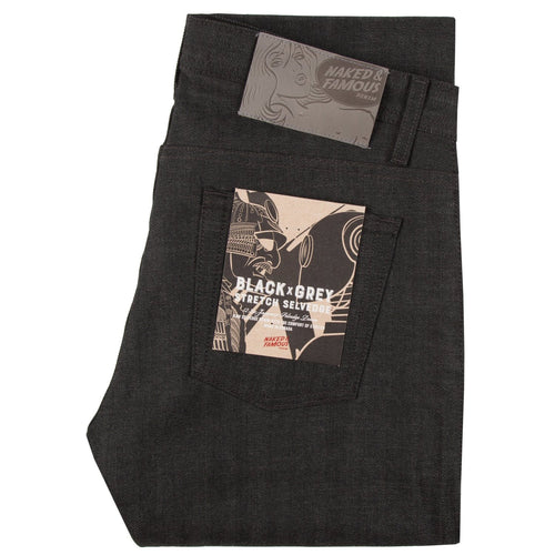 Naked & Famous - Easy Guy - Black X Grey Stretch Selvedge