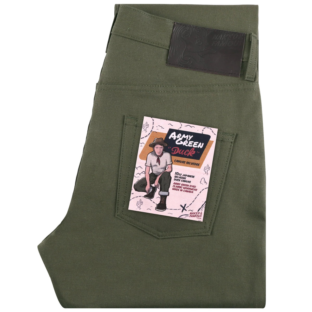 Naked & Famous Denim - Easy Guy - Army Green Duck Selvedge