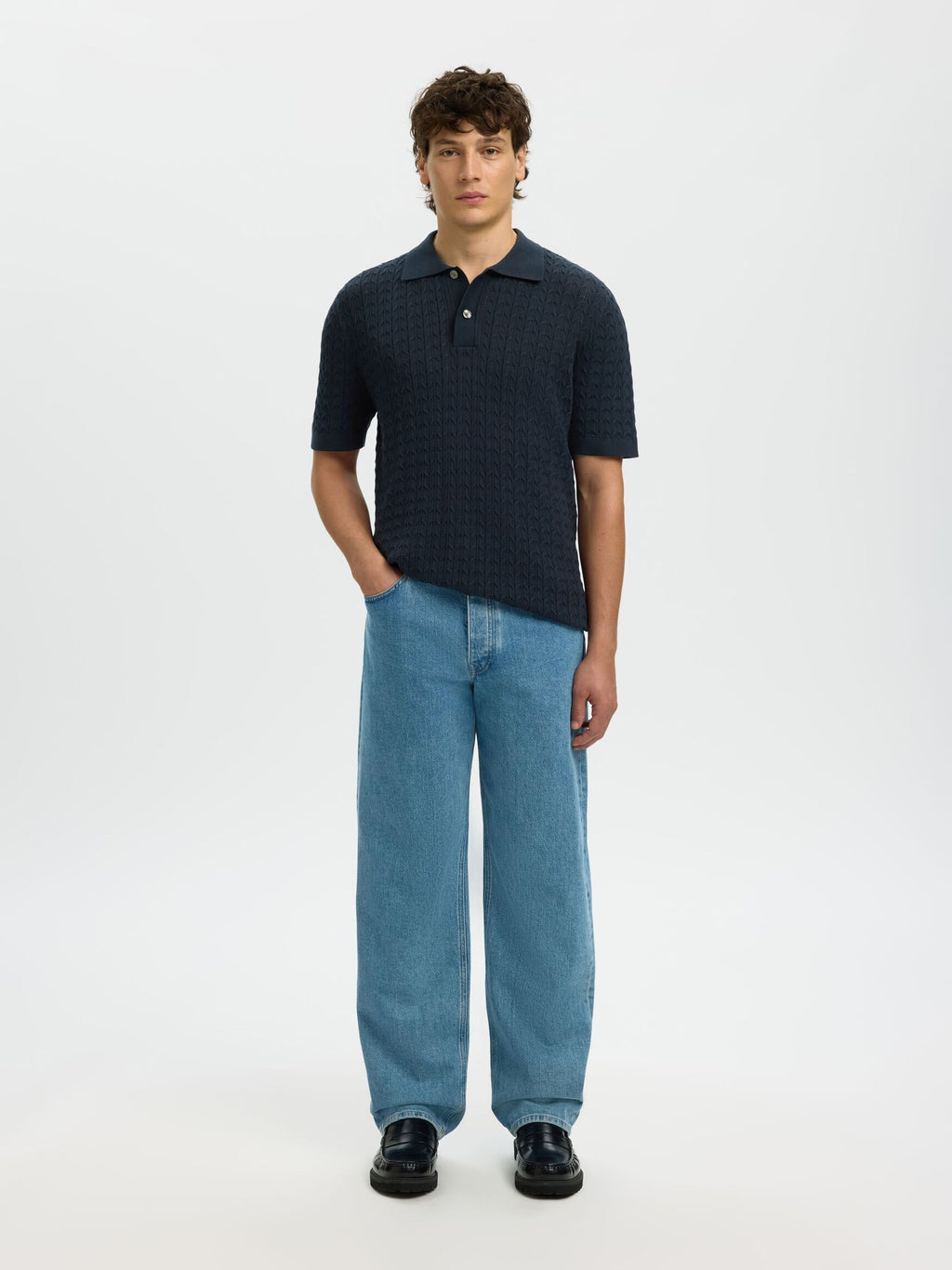 Selected - Mattis Cable Knit Polo