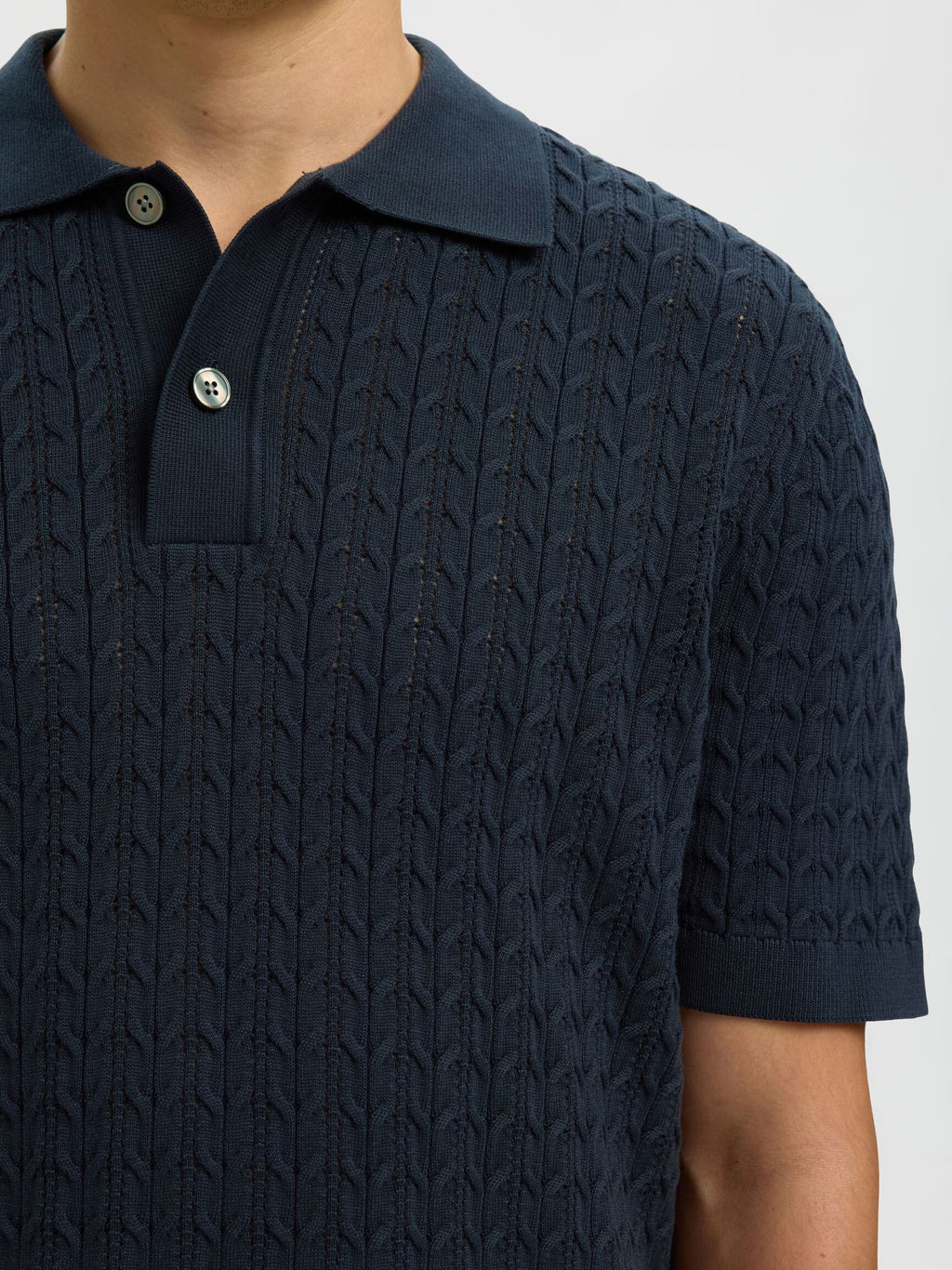 Selected - Mattis Cable Knit Polo