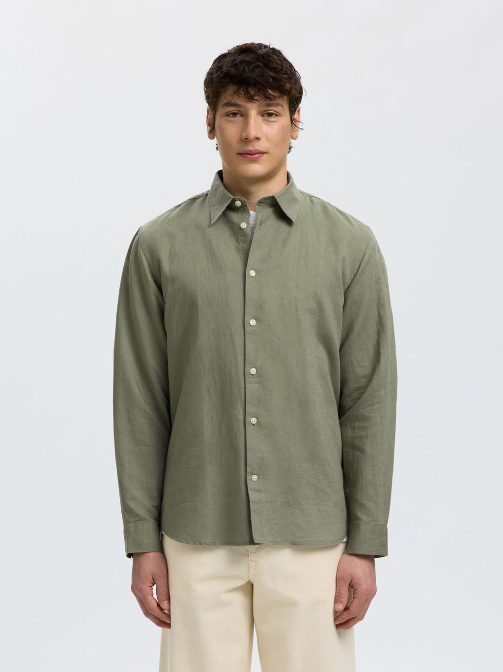 Selected - Clay Linen Blend Long Sleeve Shirt