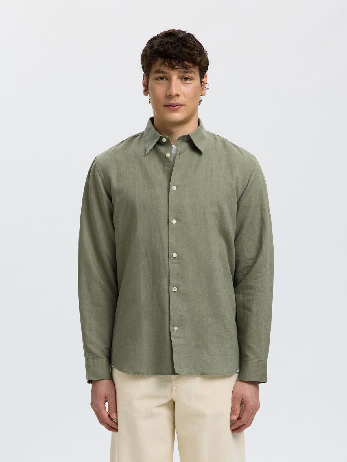 Selected - Clay Linen Blend Long Sleeve Shirt