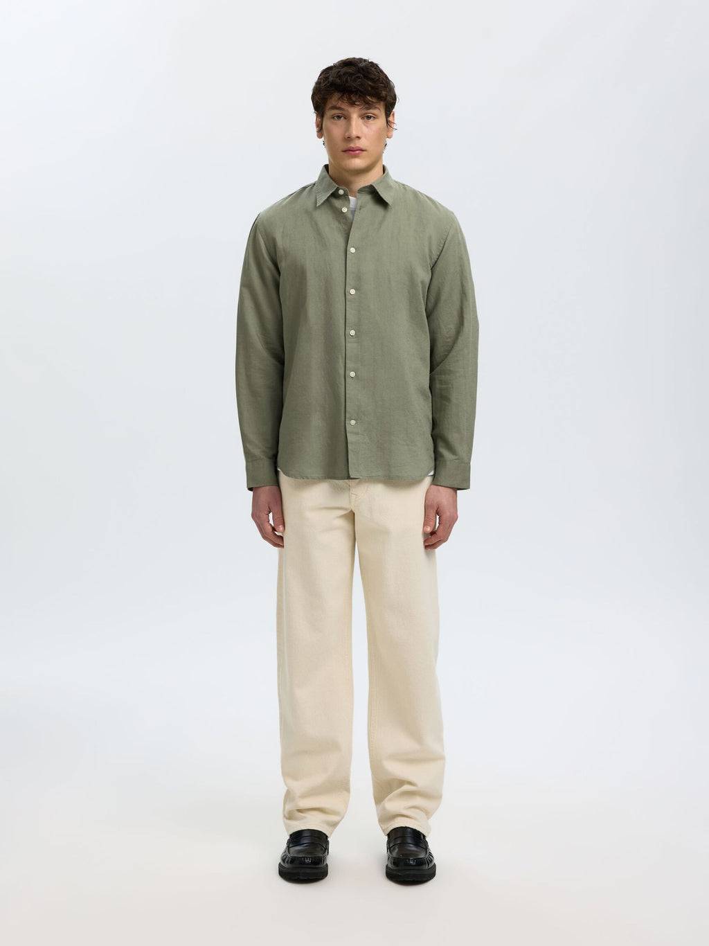 Selected - Clay Linen Blend Long Sleeve Shirt