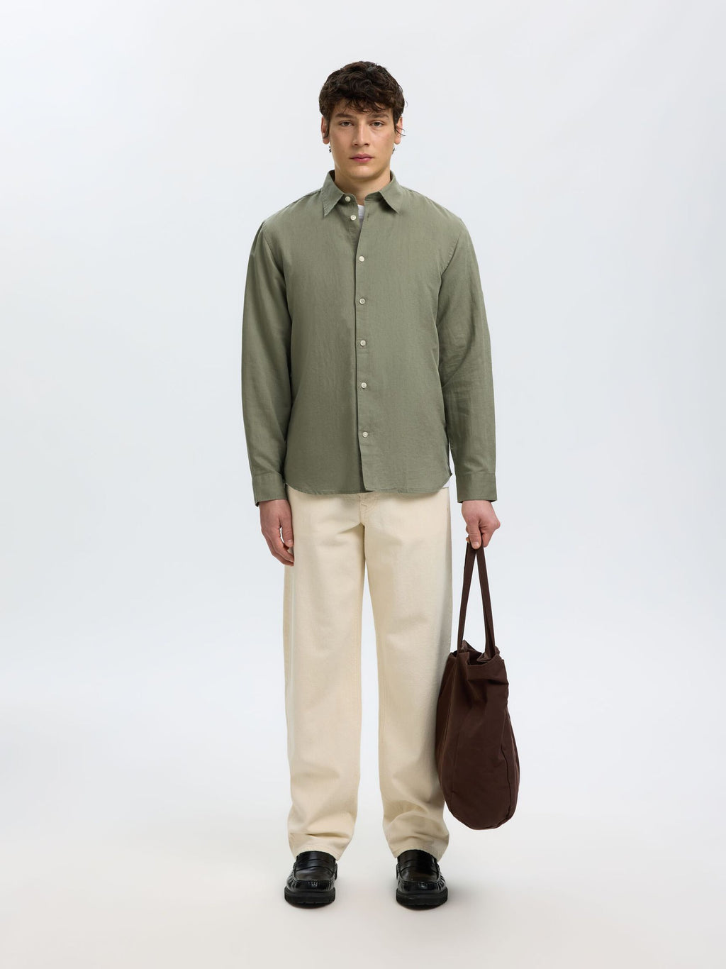Selected - Clay Linen Blend Long Sleeve Shirt