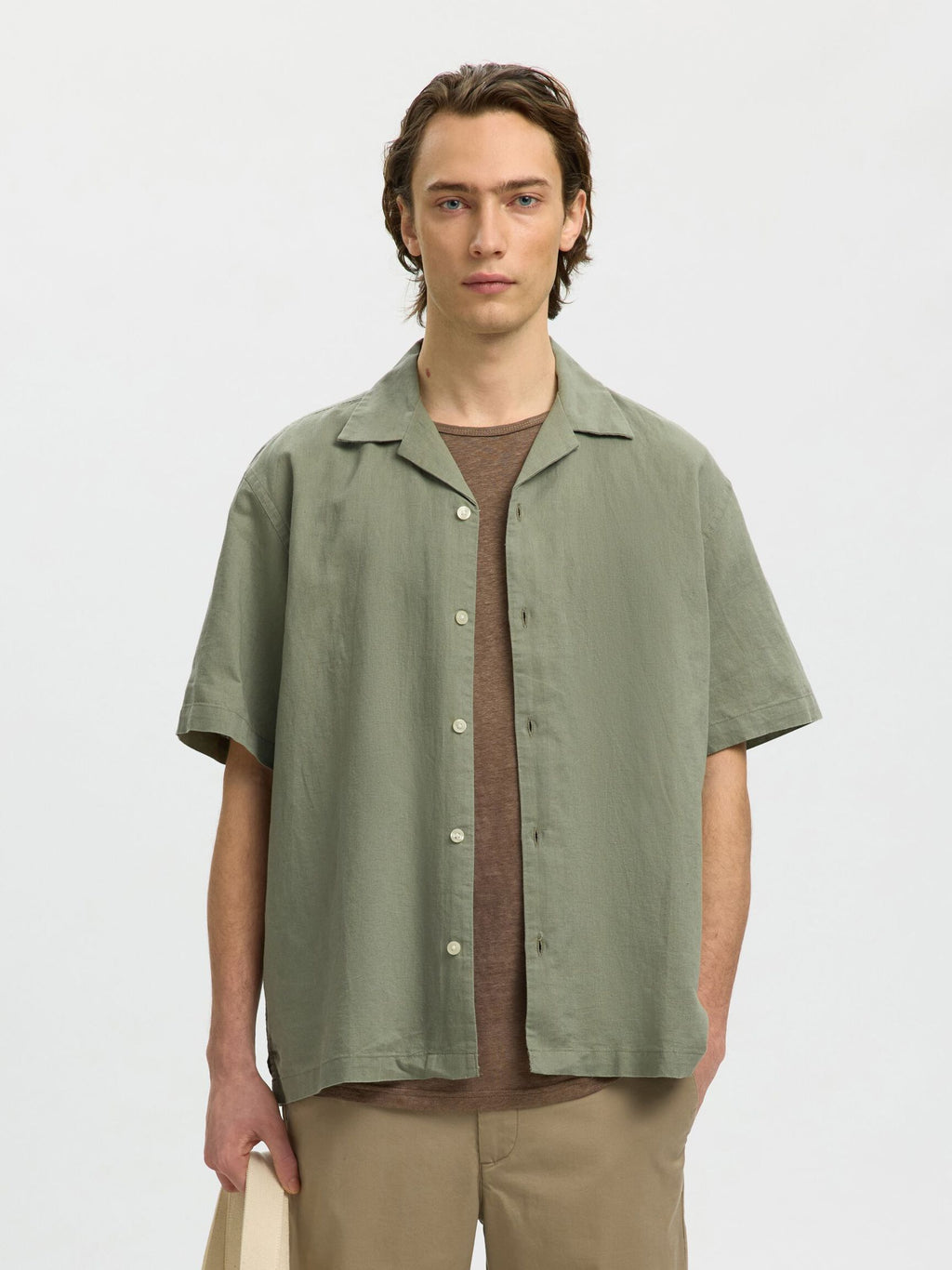 Selected - Clay Linen Blend Short Sleeve Shirt