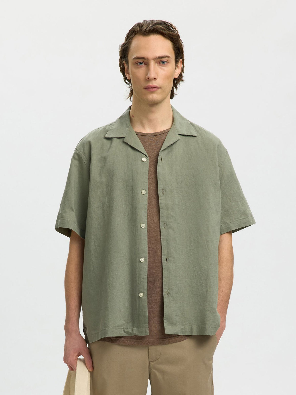 Selected - Clay Linen Blend Short Sleeve Shirt
