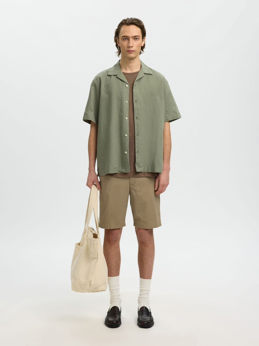 Selected - Clay Linen Blend Short Sleeve Shirt