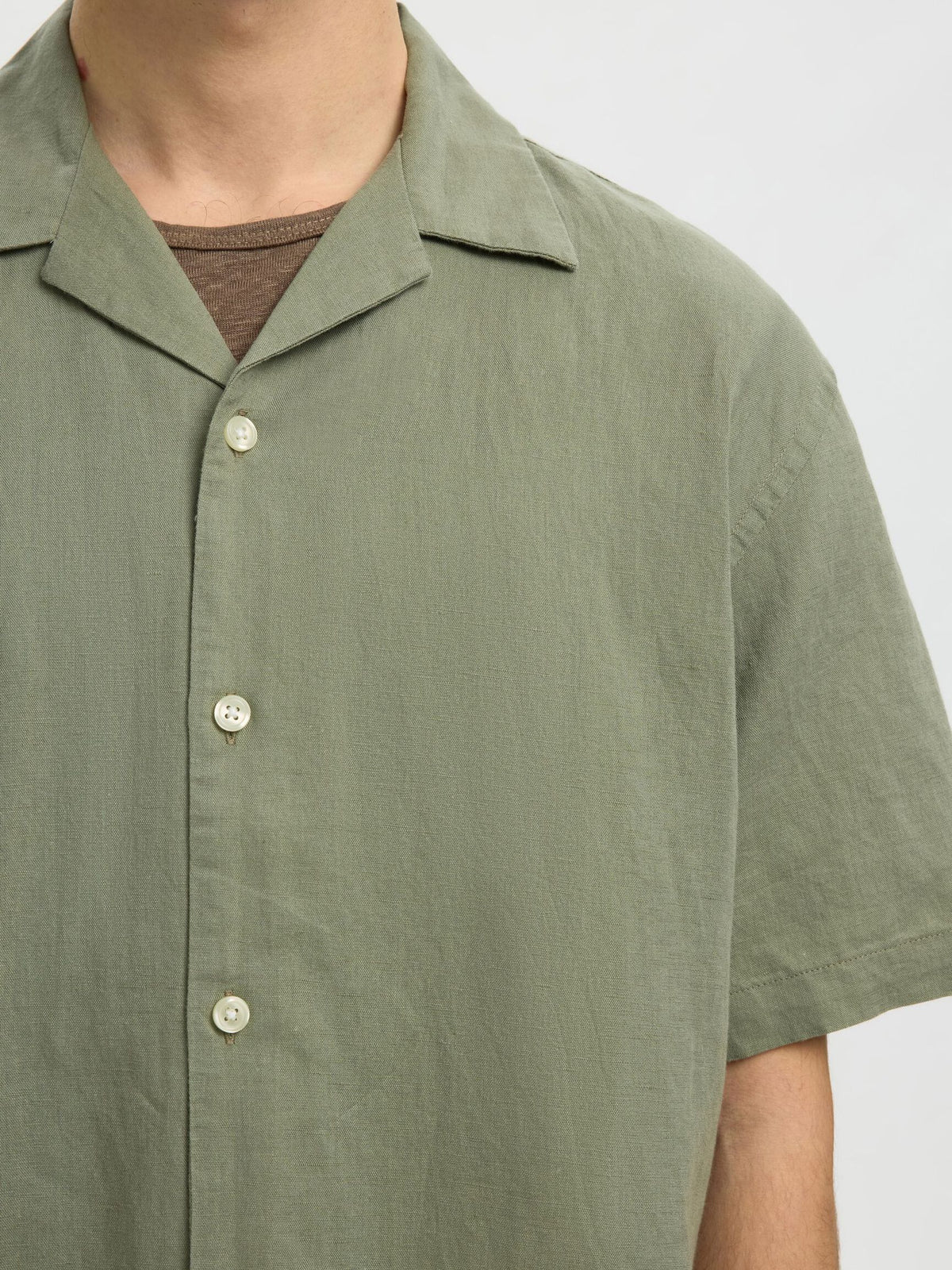 Selected - Clay Linen Blend Short Sleeve Shirt