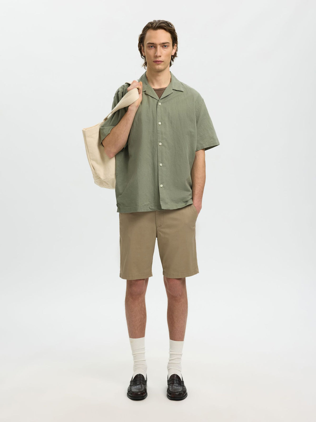 Selected - Clay Linen Blend Short Sleeve Shirt