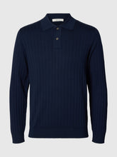 Load image into Gallery viewer, Selected - Torino Long Sleeve Knit Rib Polo