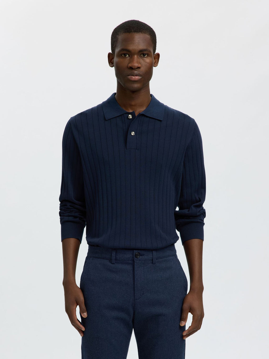Selected - Torino Long Sleeve Knit Rib Polo