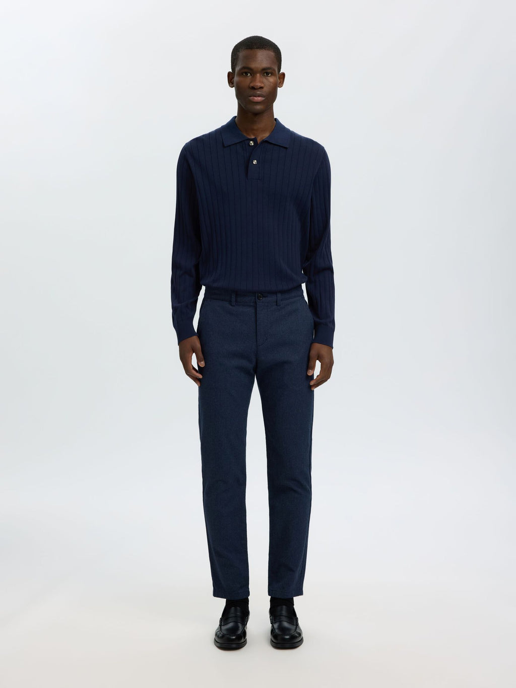 Selected - Torino Long Sleeve Knit Rib Polo