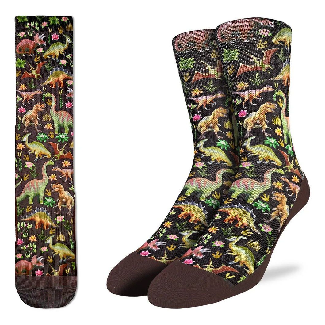 Good Luck Socks - Floral Dinosaurs Active Fit Socks