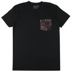 Naked & Famous - Pocket Tee Black Muted Flowers Organic