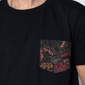 Naked & Famous - Pocket Tee Black Muted Flowers Organic