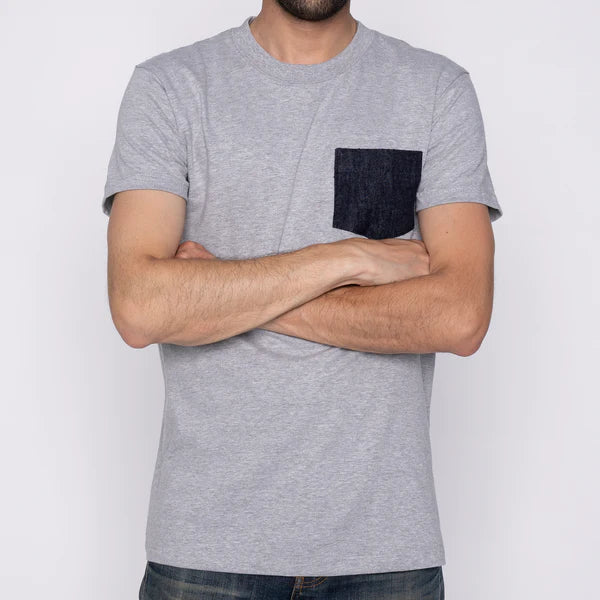 Naked & Famous - Pocket Tee - Slub Nep Rinsed Denim