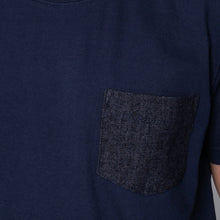 Load image into Gallery viewer, Naked &amp; Famous - Pocket Tee Navy + Slub Nep Rinsed Denim