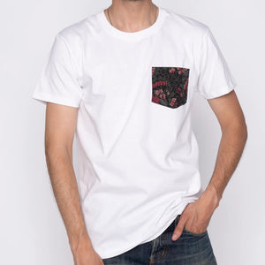Naked & Famous - Pocket Tee White Muted Flowers Organic
