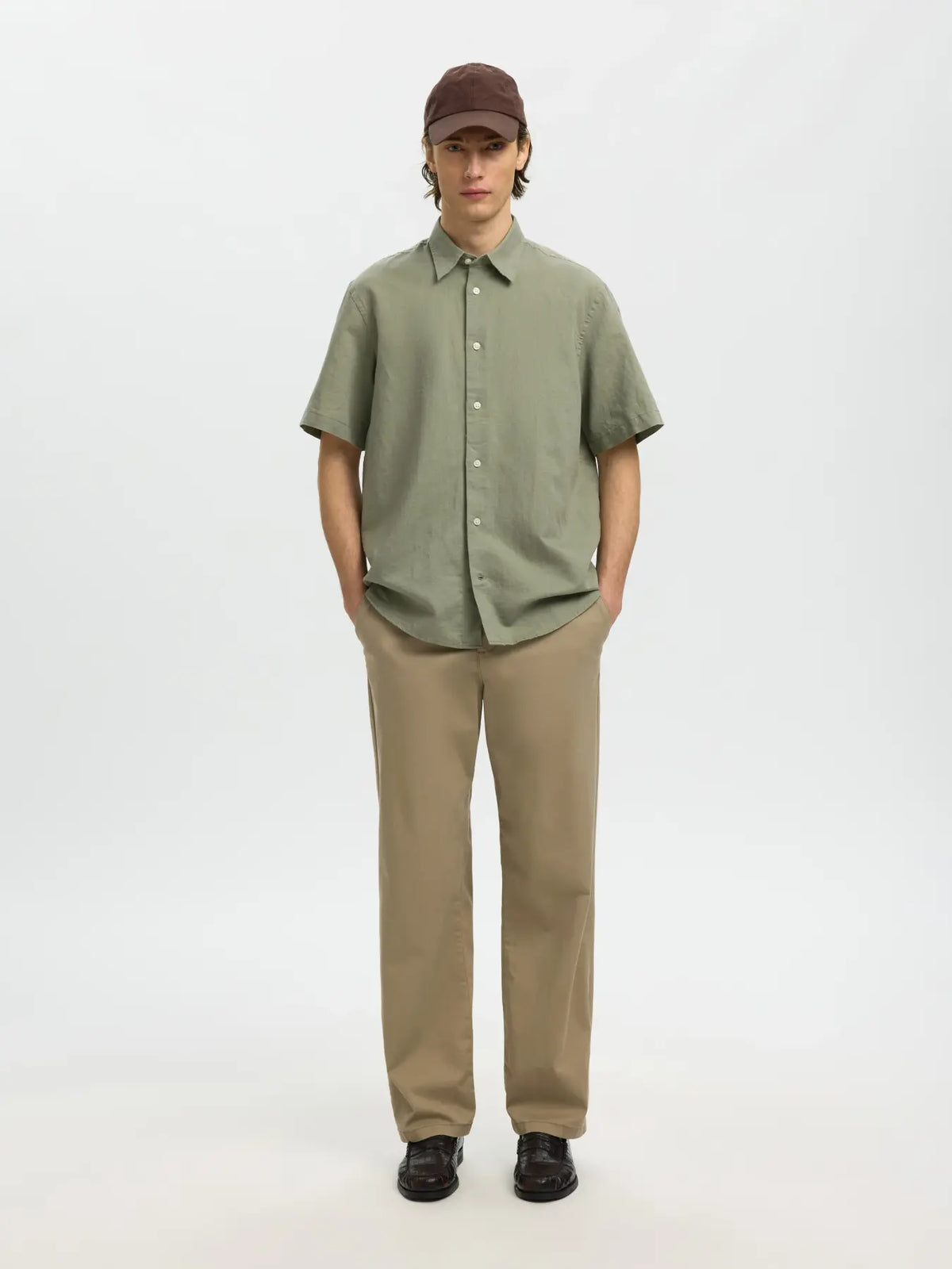 Selected - Claus Clay Linen Blend Short Sleeve Shirt