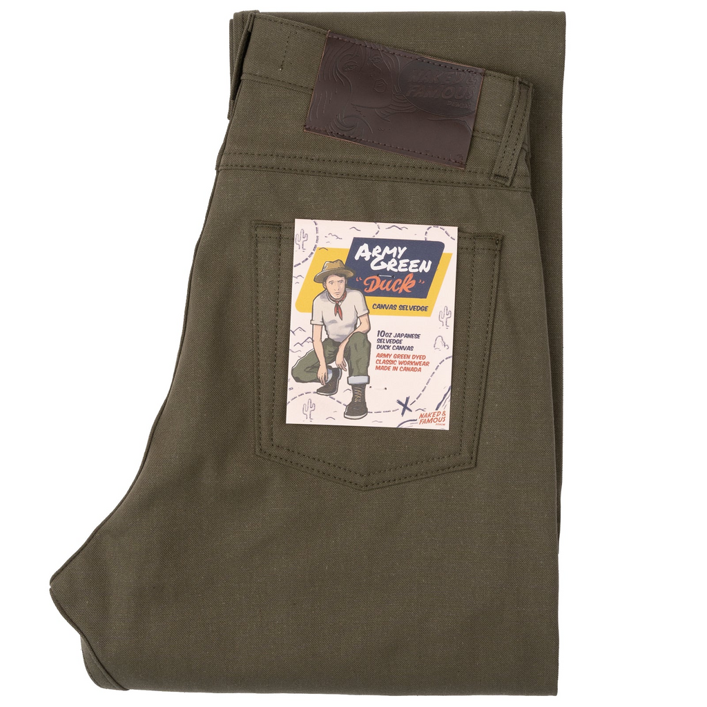 Naked & Famous Denim - True Guy - Army Green Duck Selvedge