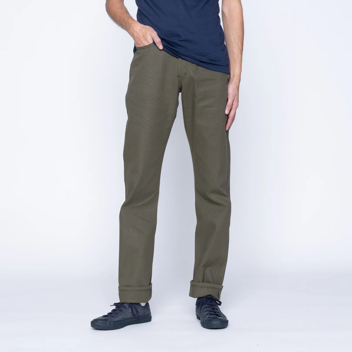 Naked & Famous Denim - True Guy - Army Green Duck Selvedge