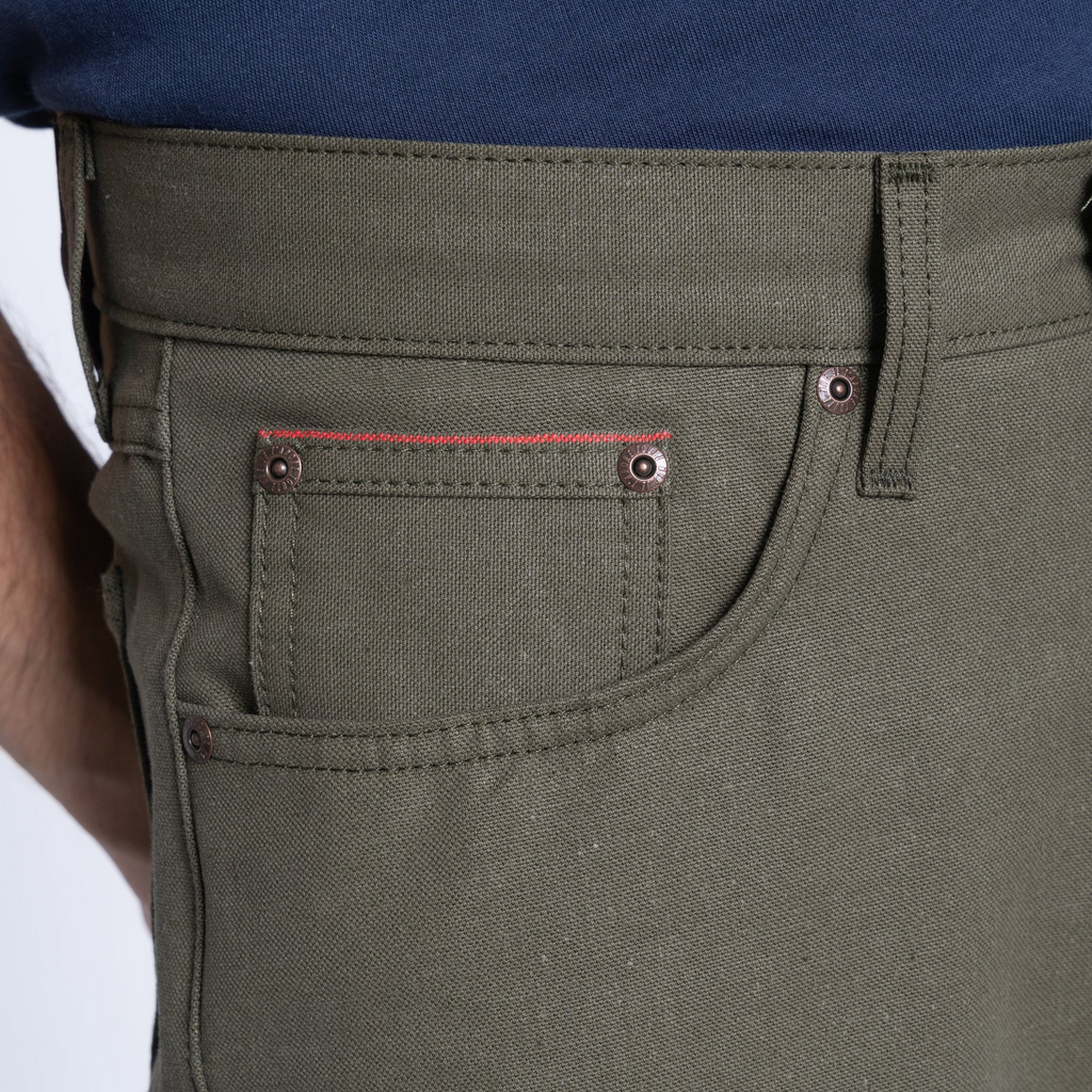 Naked & Famous Denim - True Guy - Army Green Duck Selvedge
