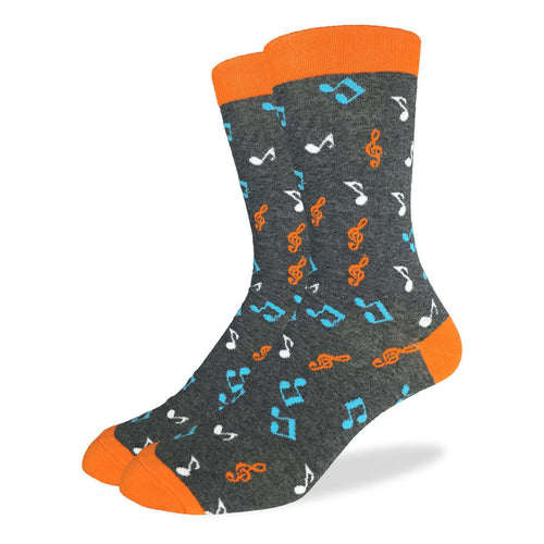 Good Luck Sock - Orange Music Notes Crew Sock