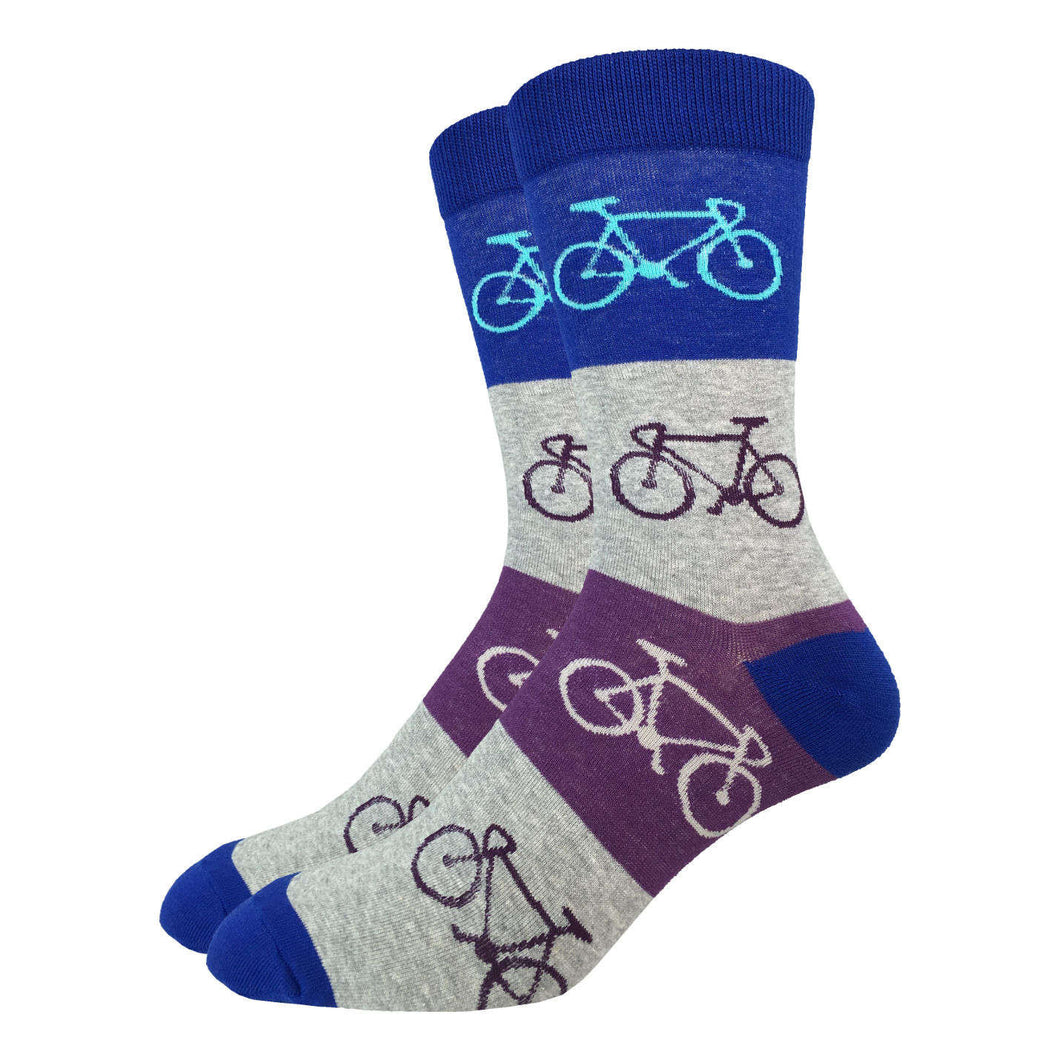 Good Luck Sock - Blue & Grey Checkered Bicycle Crew Sock