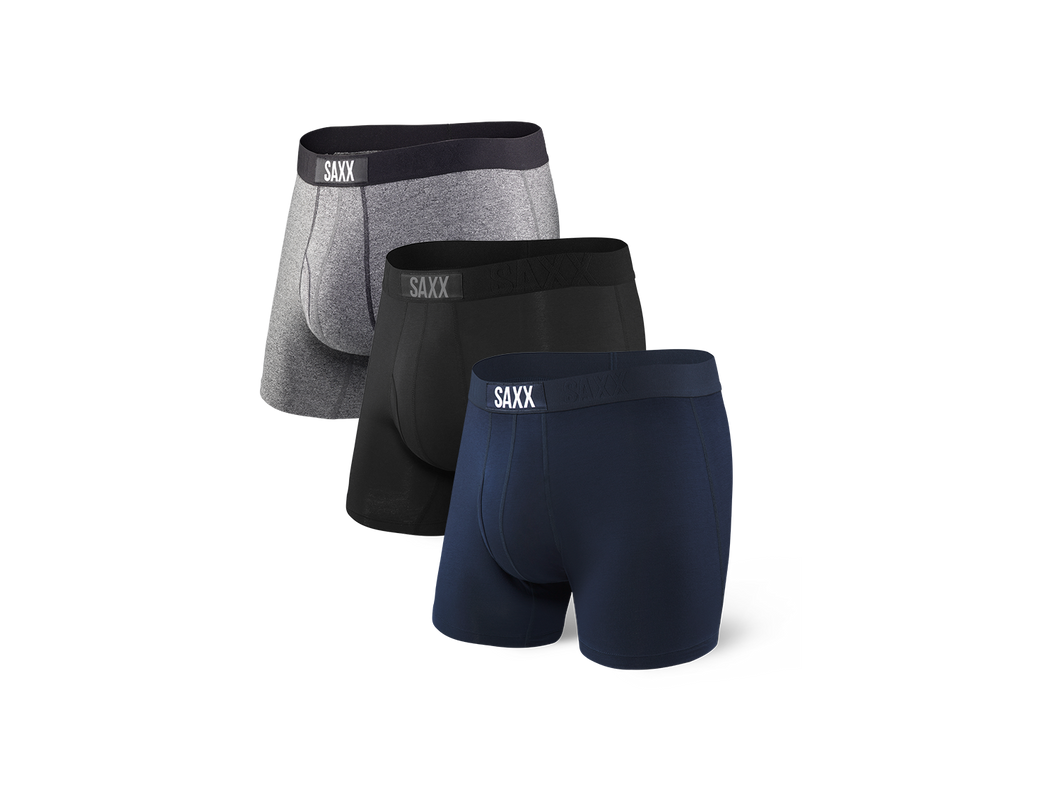 Saxx Vibe 3-Pack Boxer Brief - Black/Grey/Blue